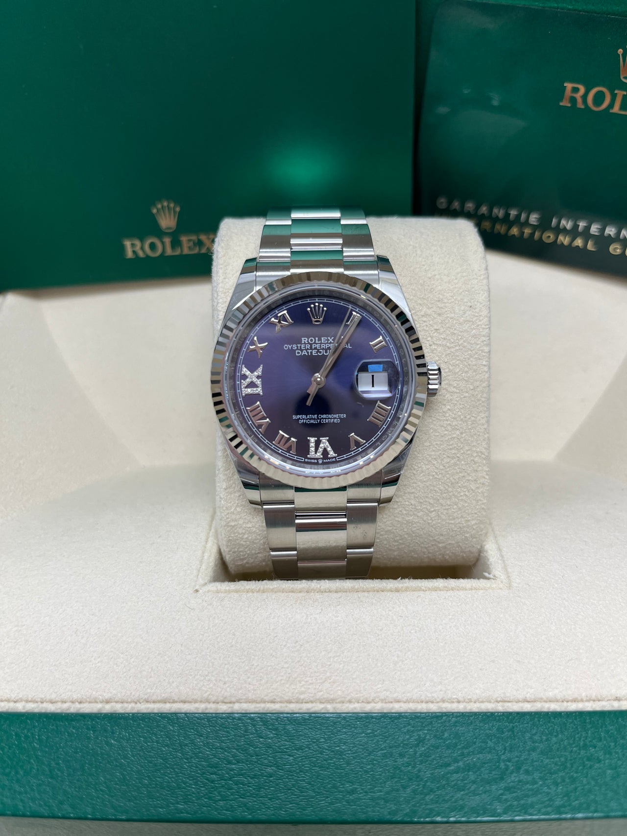 Rolex datejust purple sale