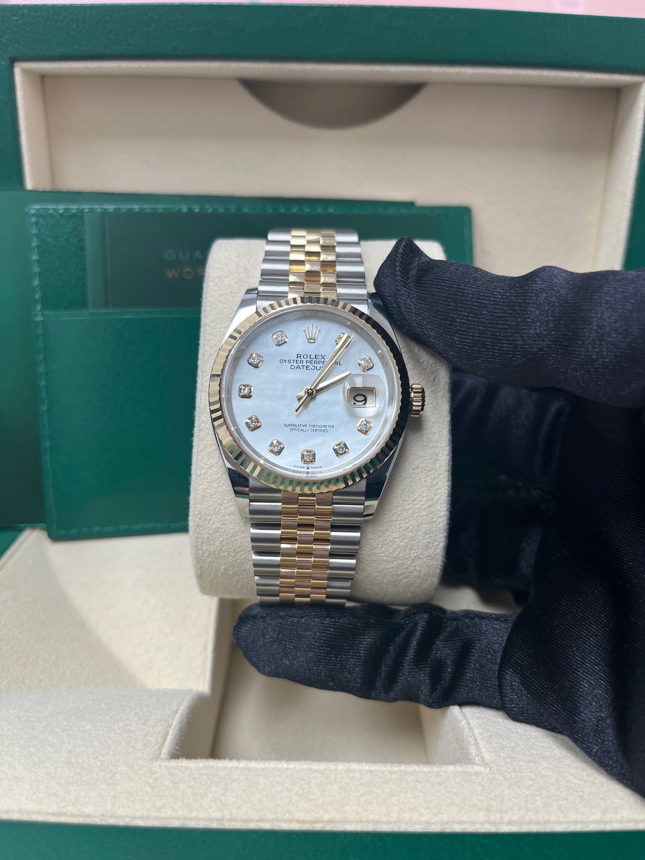 Rolex two tone mother of pearl sale