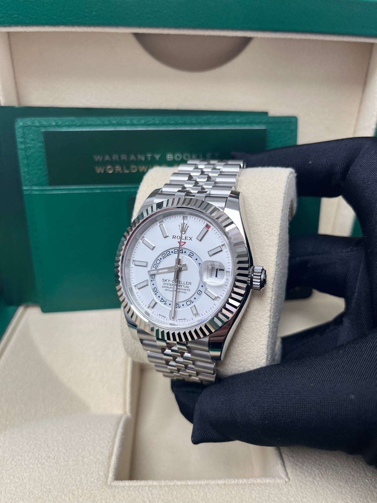 Rolex Sky-Dweller White Rolesor Sky-Dweller Watch - White Index Dial - Jubilee Bracelet 326934