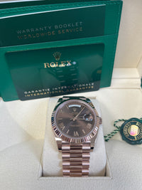 Thumbnail for Rolex Day-Date 40 Rose Gold w/ Chocolate Roman Dial & Fluted Bezel (Ref# 228235)