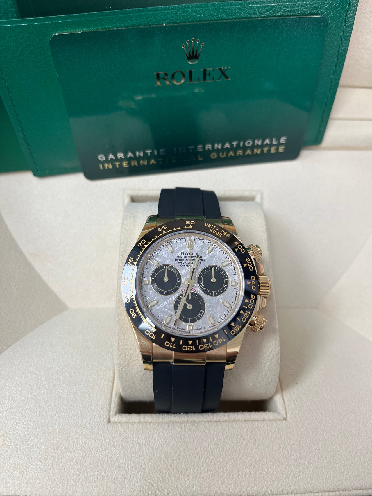 Rolex Daytona 40 Watch - Meteorite and Black Index Dial - Black Oysterflex Strap (Ref # 116518LN)