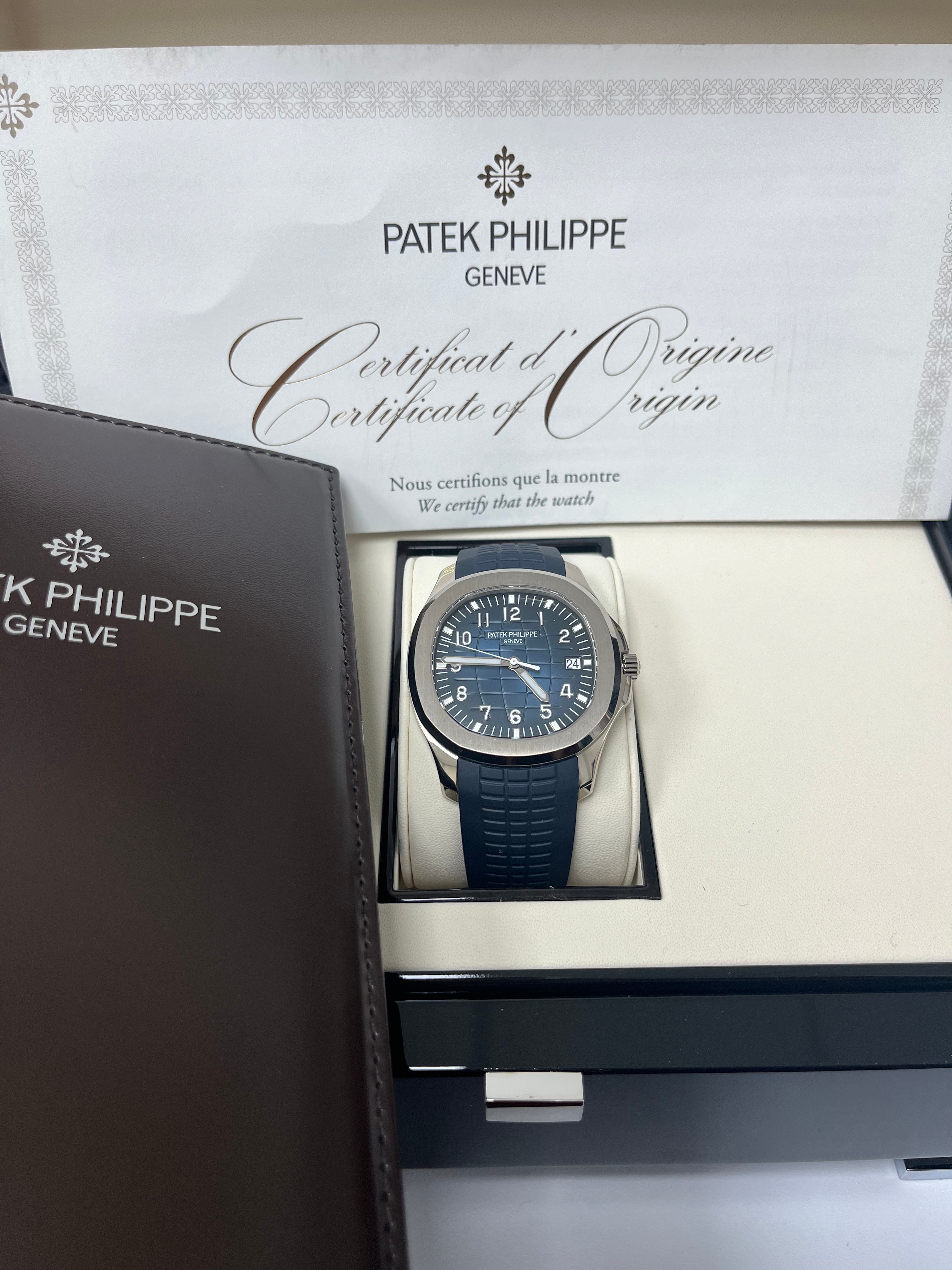 Patek Philippe Aquanaut White Gold/ Blue Embossed Dial (Ref#5168G-001)