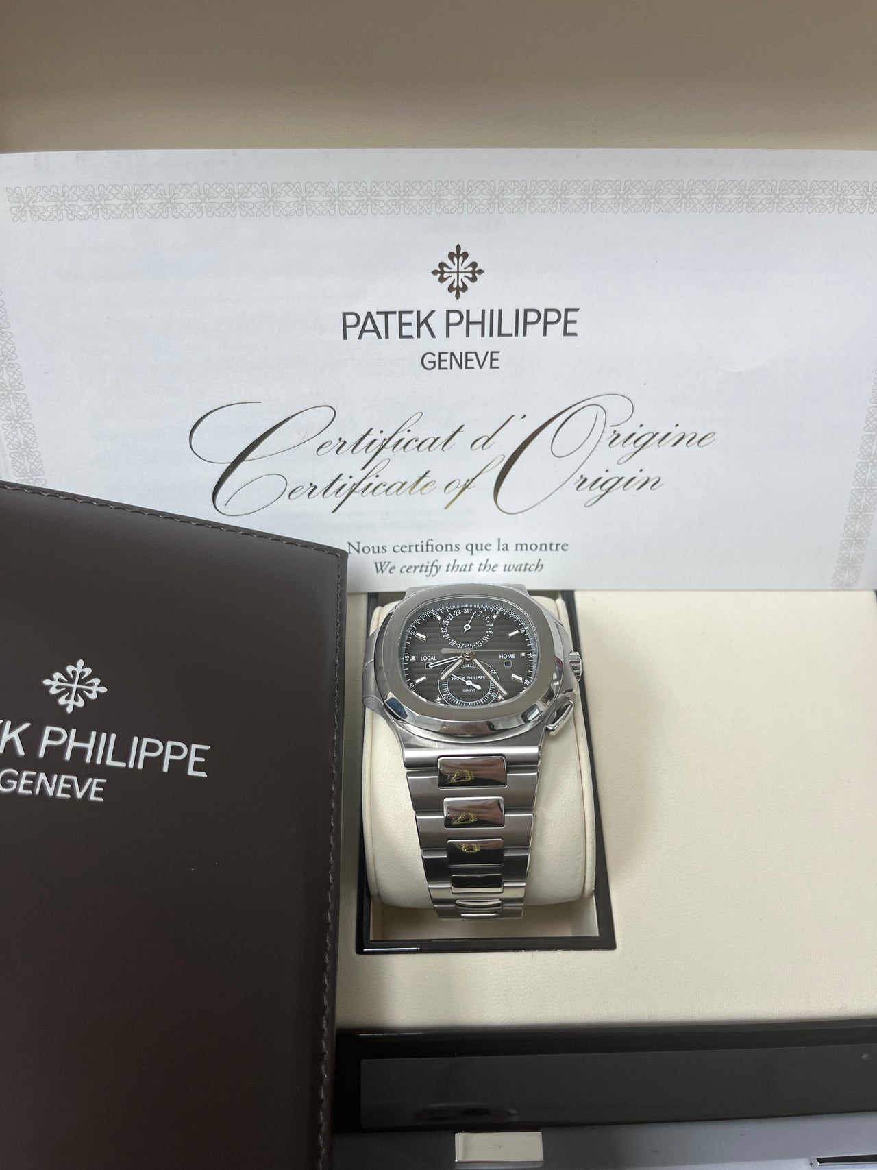 Patek Philippe Nautilus Travel Time Chronograph Stainless Steel Blac WatchesOff5th