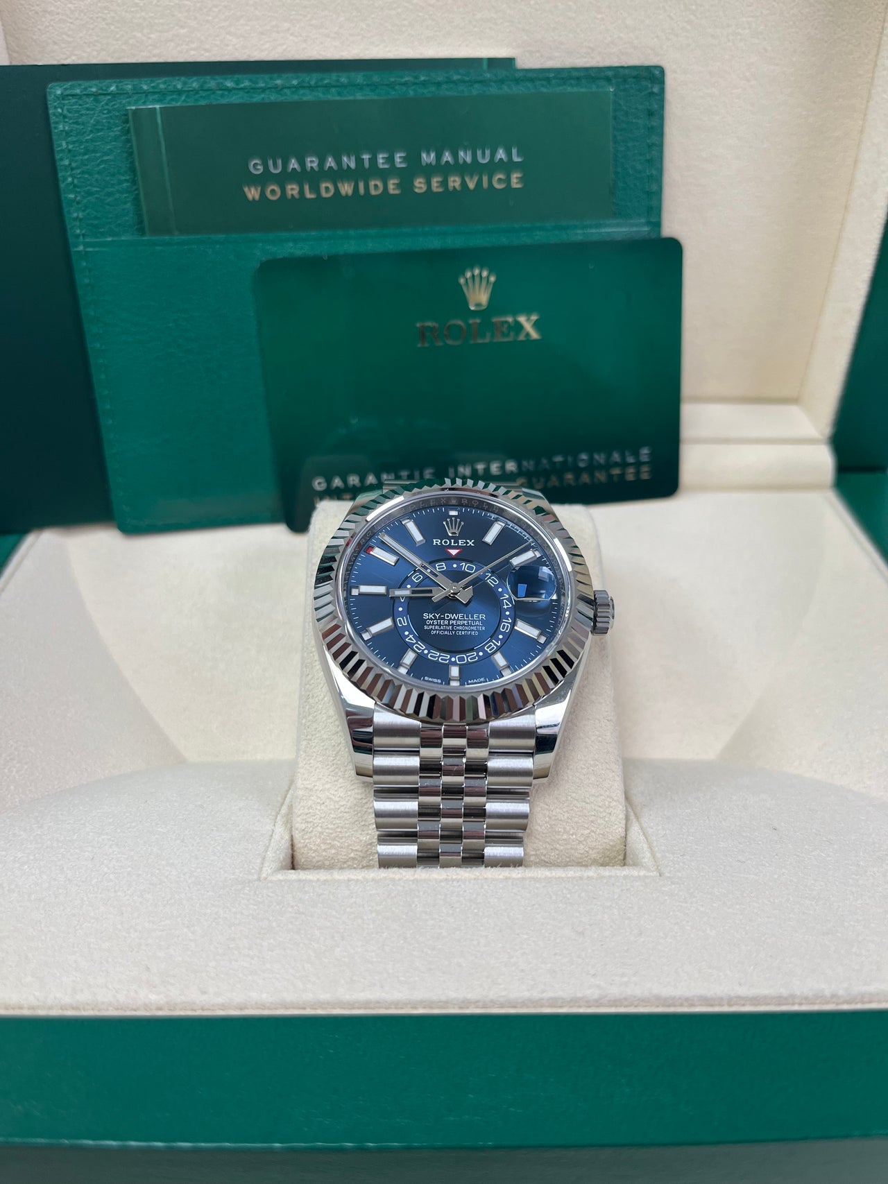 Rolex Sky-Dweller White Rolesor - Blue Index Dial - Jubilee Bracelet (Ref# 326934)