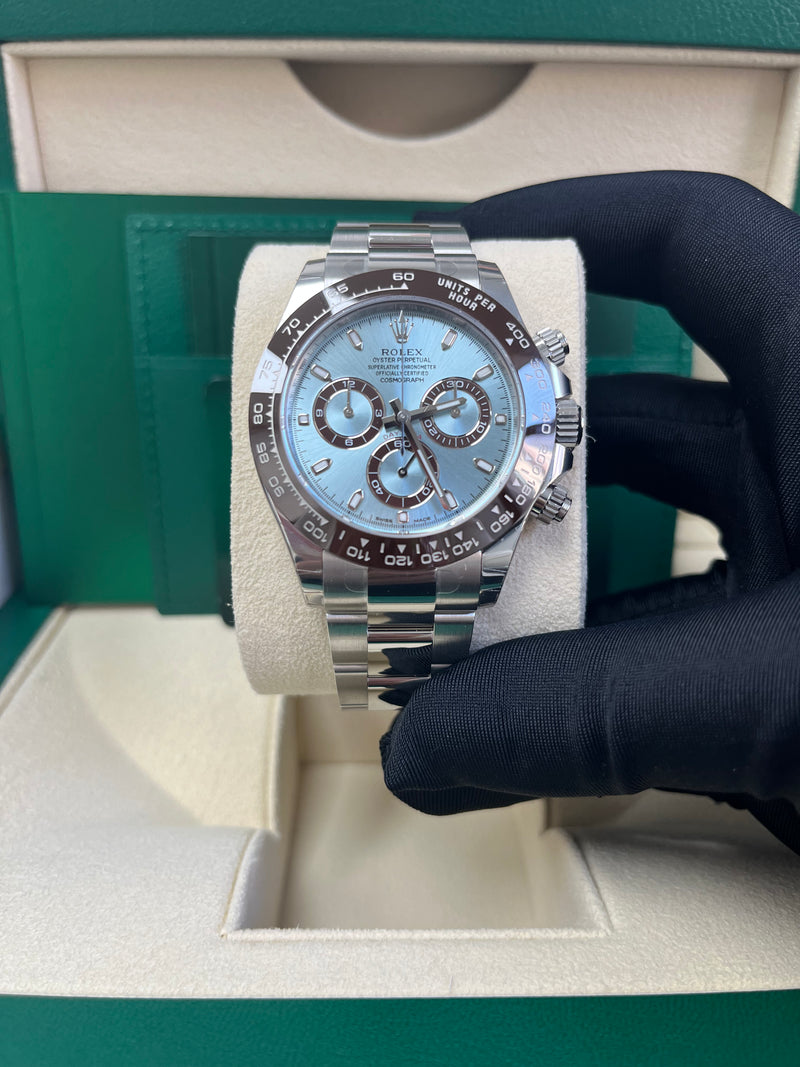 Rolex 950 Platinum Cosmograph Daytona 40 Watch - Ice Blue Index Dial (Ref # 116506)