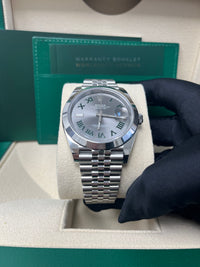 Thumbnail for Rolex Datejust 41/ Stainless Steel/ Wimbledon Slate Green Roman Dial/ Smooth Bezel/ Jubilee Bracelet (Ref# 126300)