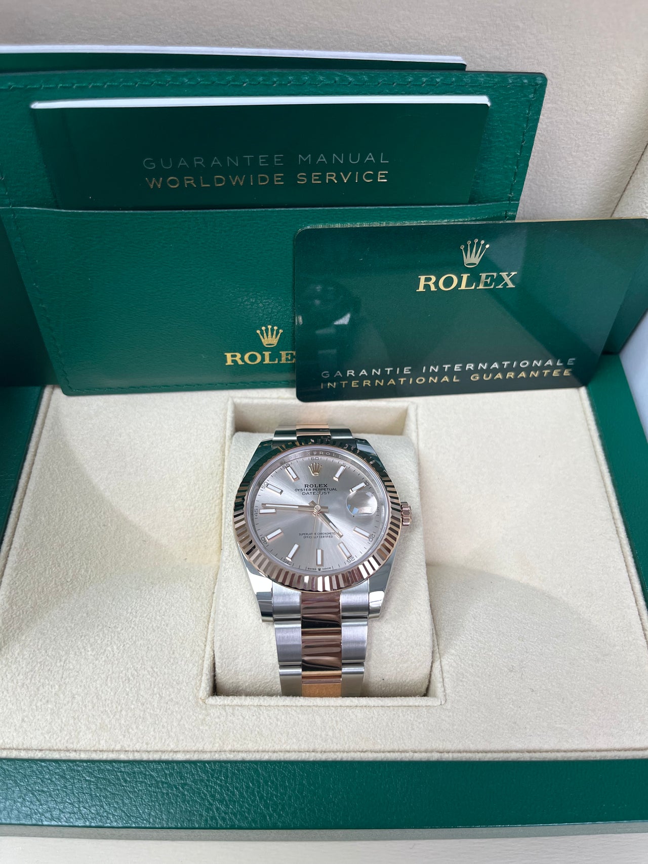 Rolex Steel and Everose Rolesor Datejust 41 Watch - Fluted Bezel - Sundust Index Dial - Oyster Bracelet