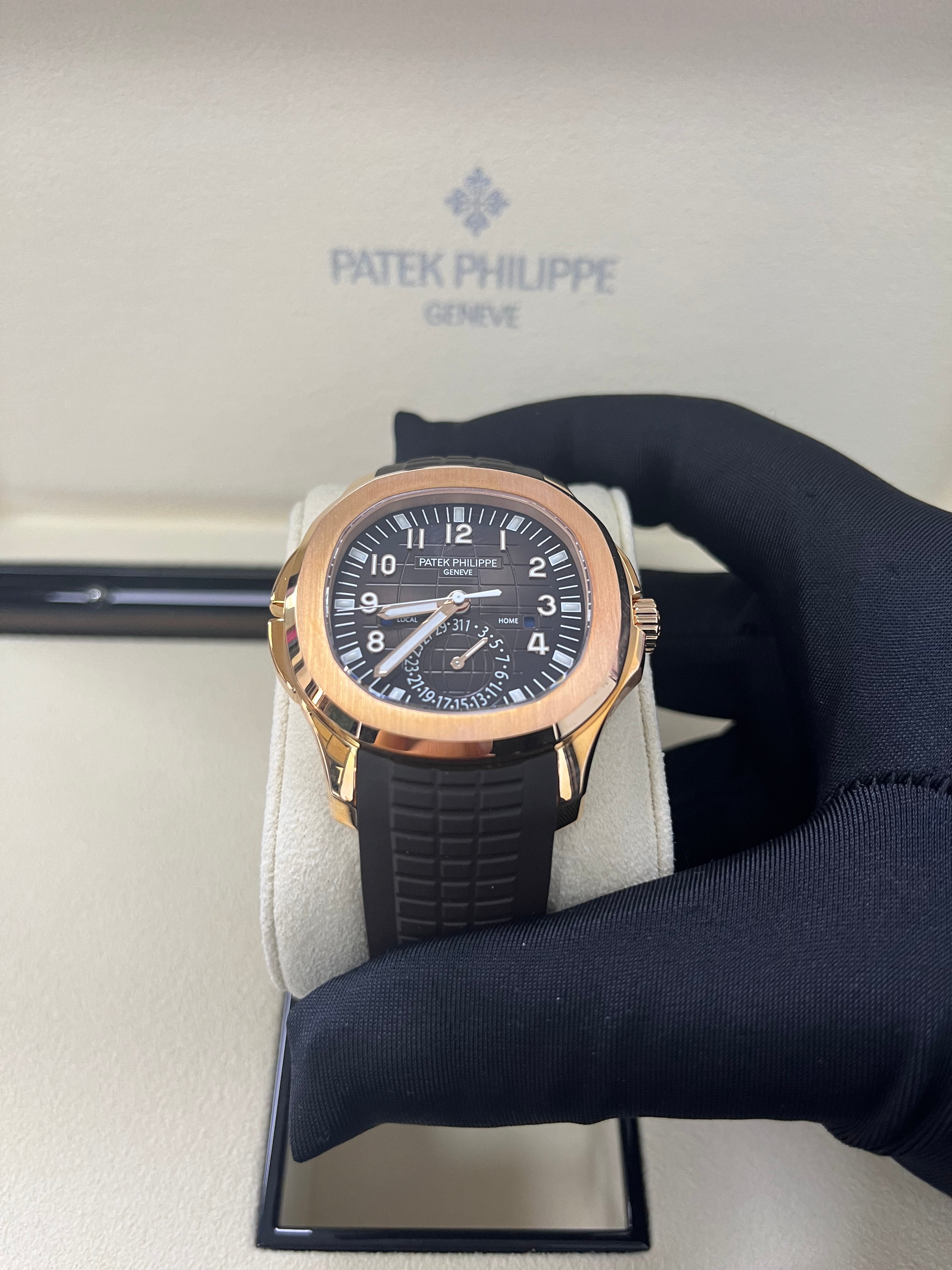 Patek Philippe Aquanaut Time Travel/ Rose Gold/ Chocolate Dial (Ref#5164R/001)