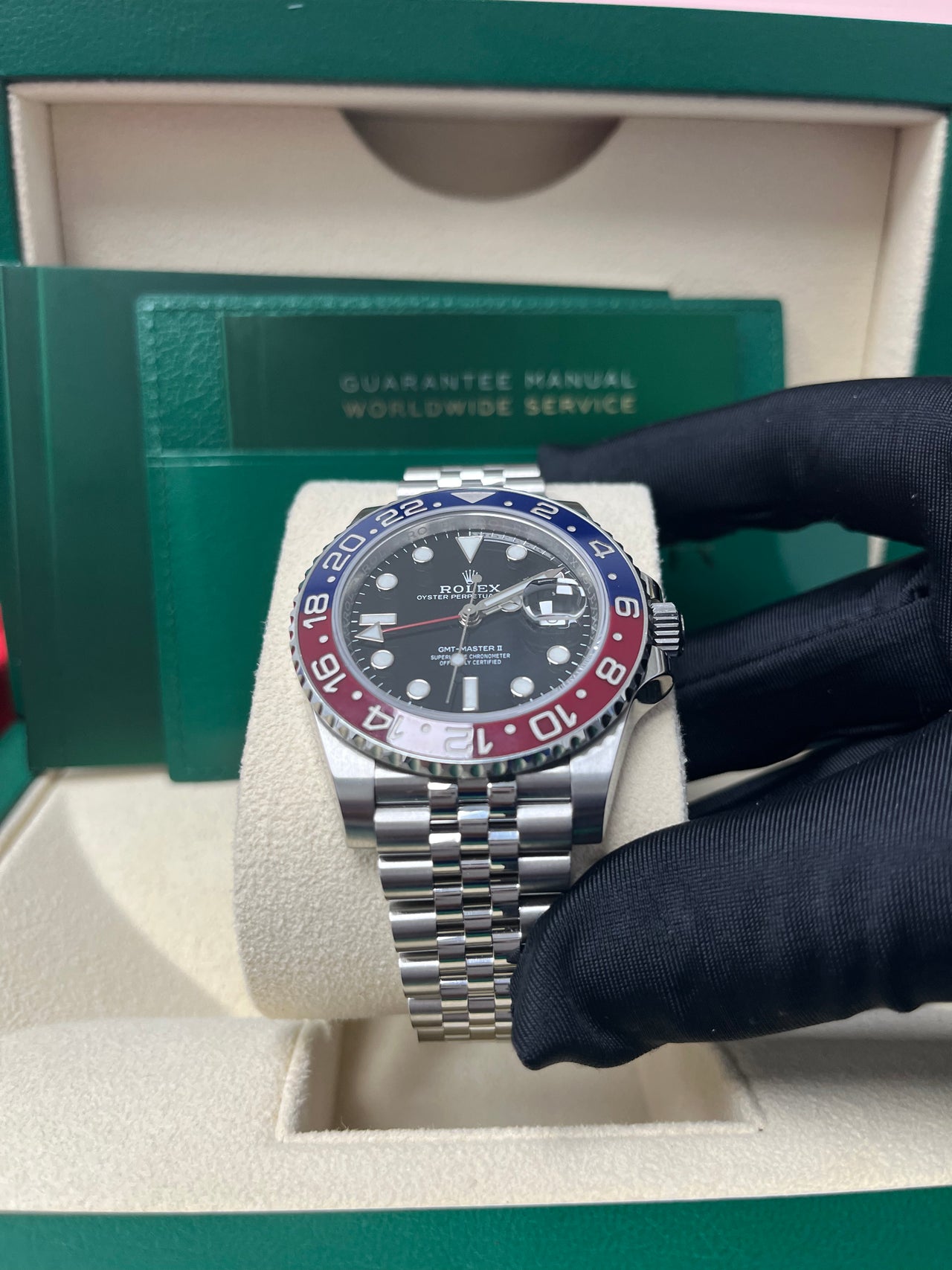 Rolex GMT-Master II Steel Blue & Red "Pepsi" Bezel and Black Dial (Ref# 126710BLRO)