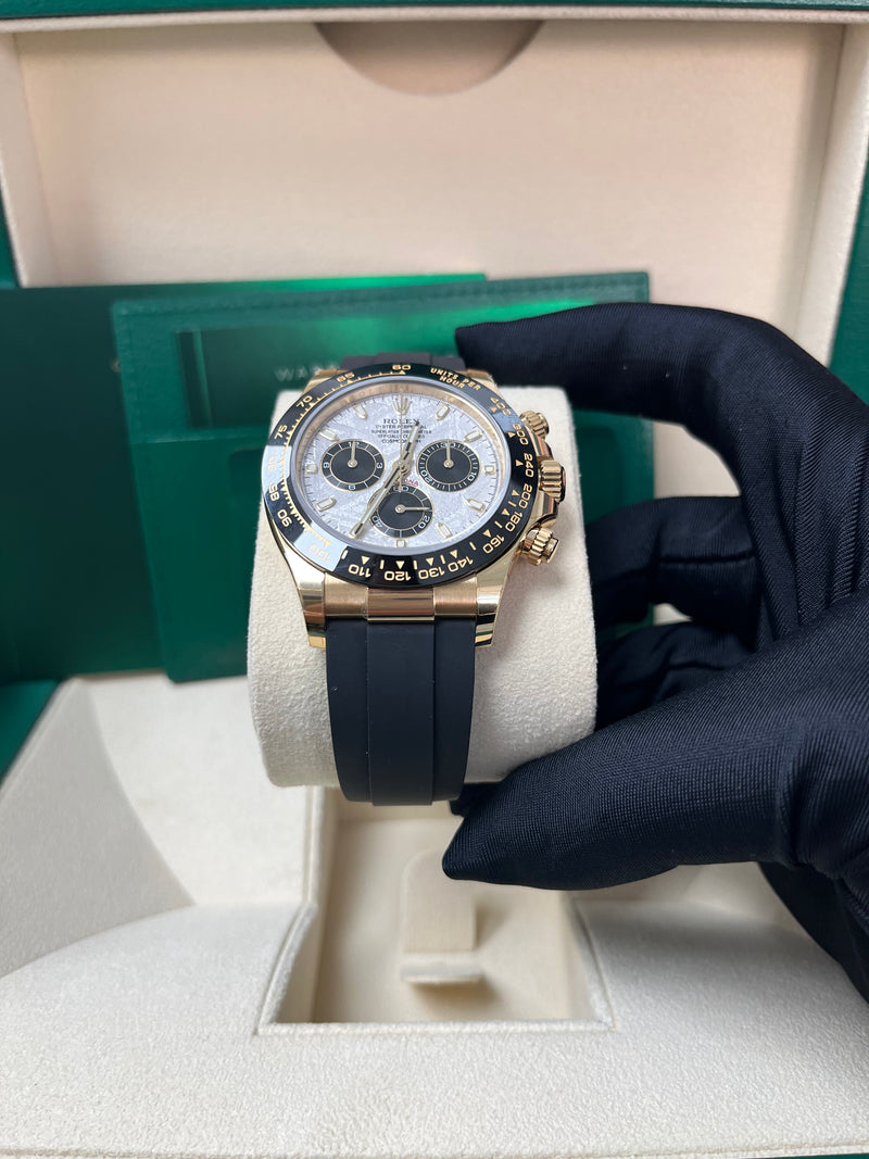 Rolex Daytona 40 Watch - Meteorite and Black Index Dial - Black Oysterflex Strap (Ref # 116518LN)