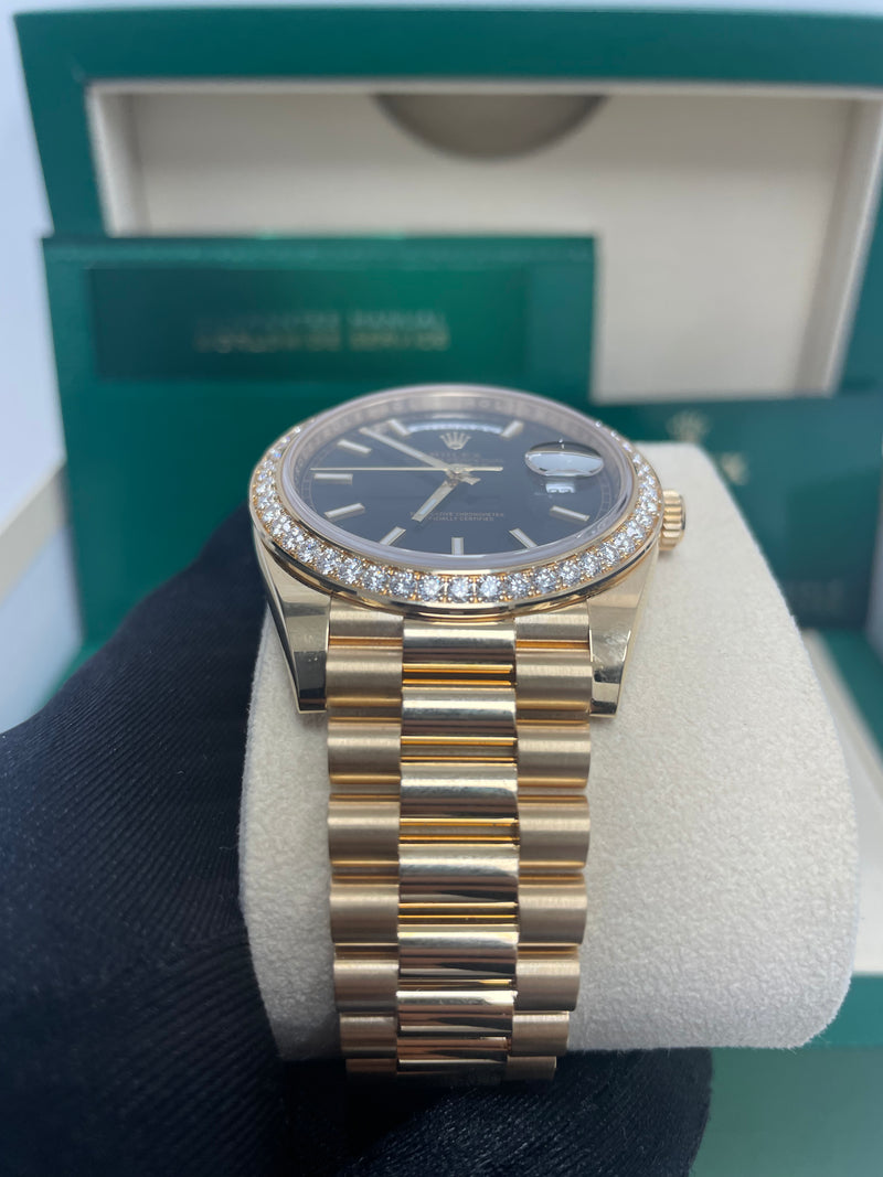 Rolex day date black 2025 diamond dial