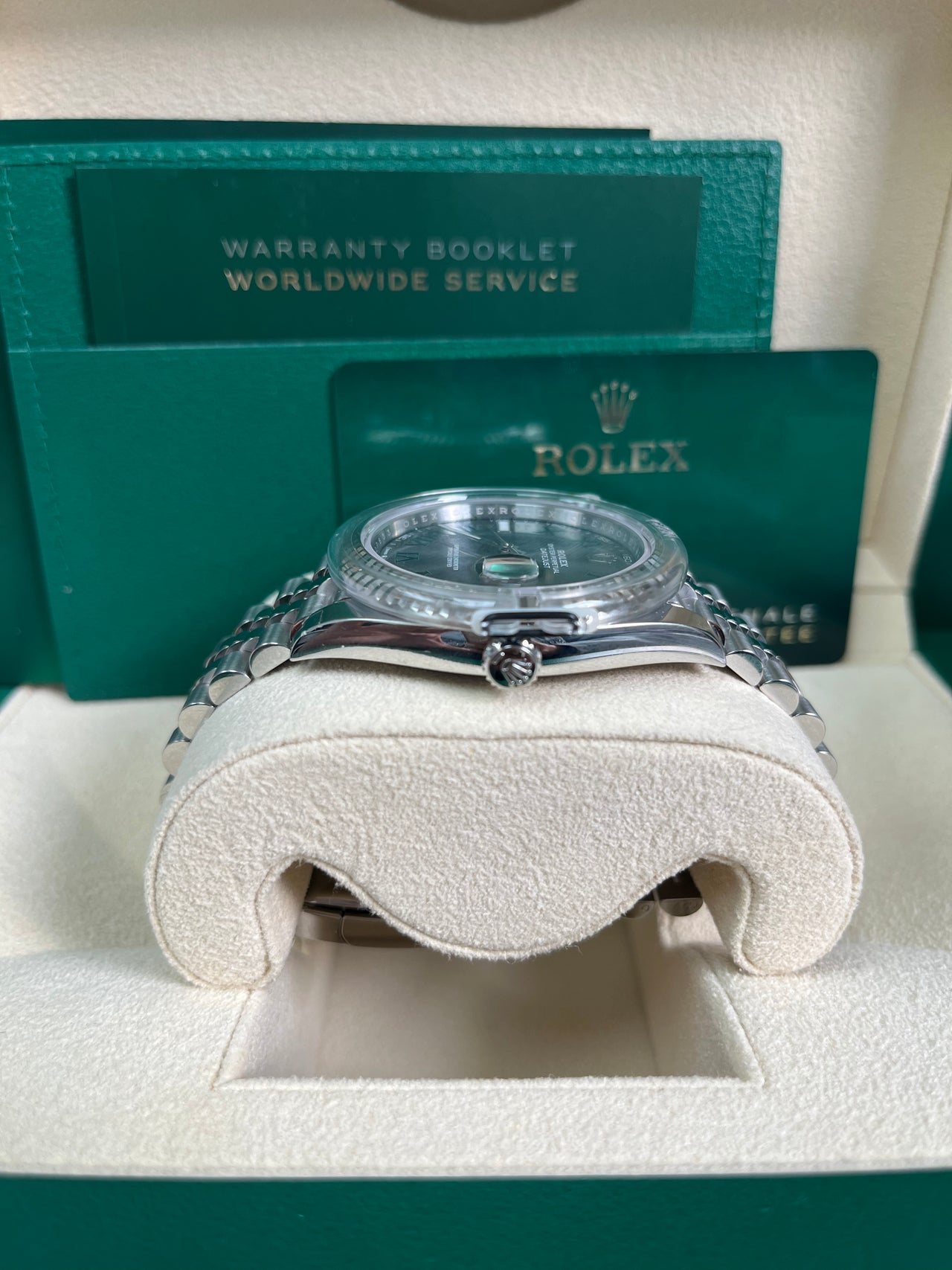 Rolex Datejust 41/ Two-Tone 18k White Gold & Steel/ Grey Slate Wimbledon Green Dial/ Fluted Bezel/ Jubilee Bracelet (Ref# 126334)