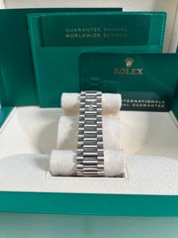 Thumbnail for Rolex White Gold Day-Date 40 Watch - Fluted Bezel - Olive Green Bevelled Roman Dial - President Bracelet (Ref# 228239)