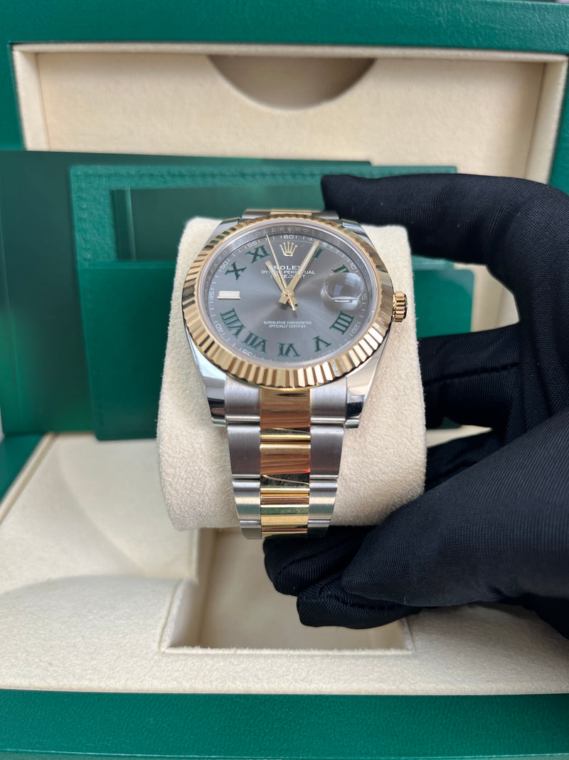 Rolex Datejust 41 Yellow Gold & Steel Fluted Bezel White Index Dial Oyster (Ref #126333)
