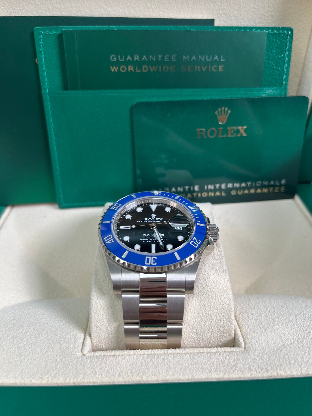 Rolex White Gold Submariner Date Watch - The Blueberry - Blue Bezel - Black Dial (Ref # 126619LB)