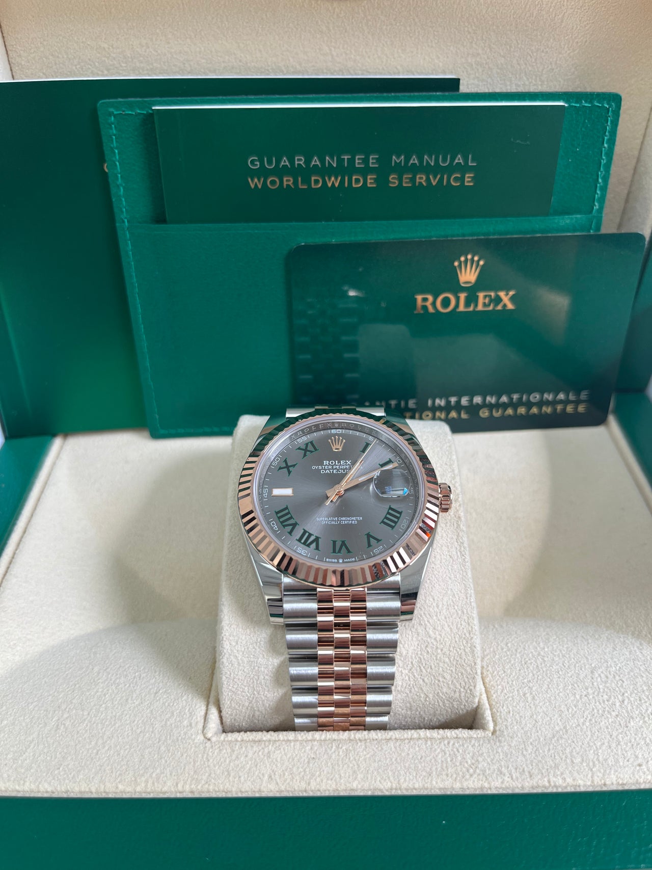 Rolex Datejust 41 Two-Tone Stainless Steel and Rose Gold - Grey Slate Roman Wimbledon - Fluted Bezel - Jubilee Bracelet (Ref#126331)