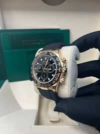 Thumbnail for Rolex Daytona Yellow Gold Daytona 40 Watch - Black Index Dial - Black Oysterflex Strap 116518LN