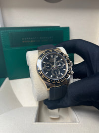 Thumbnail for Rolex Daytona Yellow Gold Daytona 40 Watch - Black Index Dial - Black Oysterflex Strap 116518LN