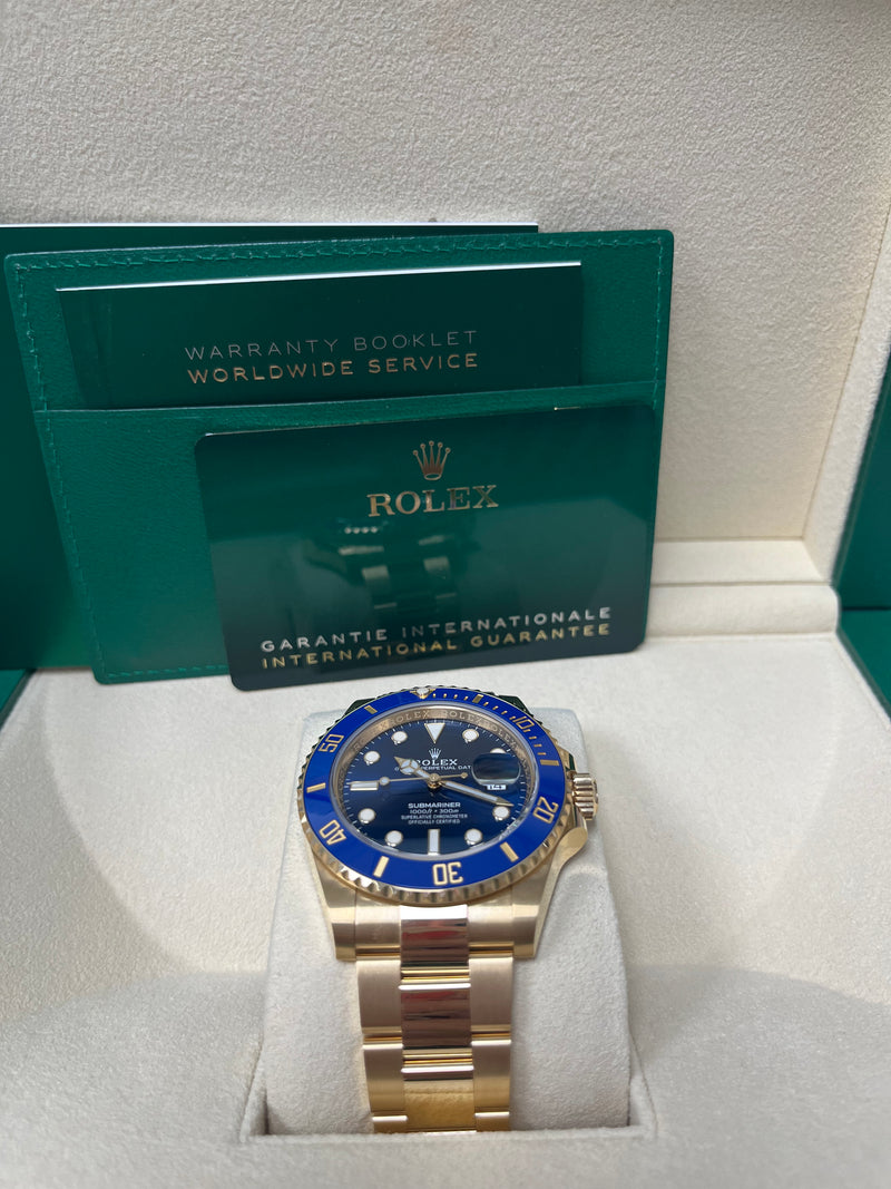 Rolex Submariner Blue Dial 18K Yellow Gold Oyster Bracelet Automatic Men's  Watch 126618LBBLSO