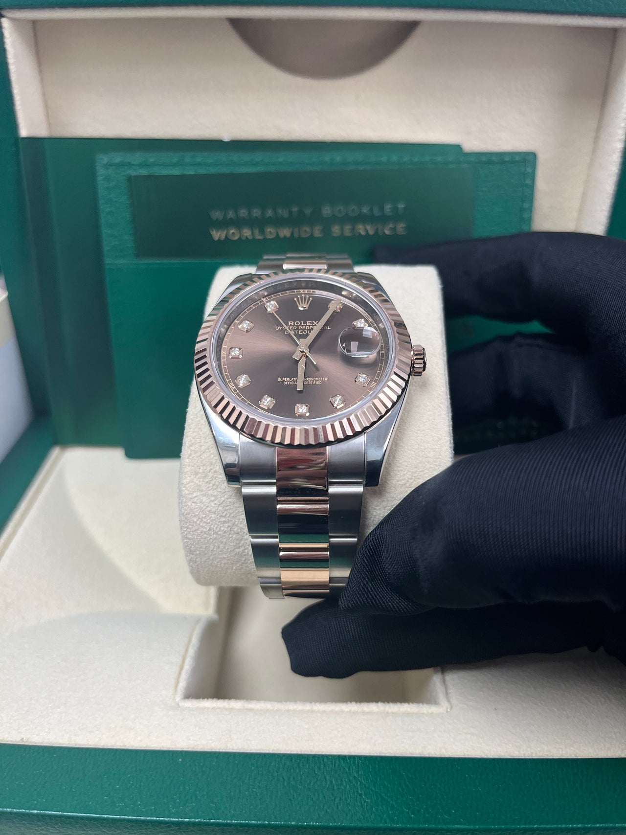 Rolex Datejust 41 Steel and Everose Rolesor Chocolate Diamond Dial Oyster Bracelet 126331