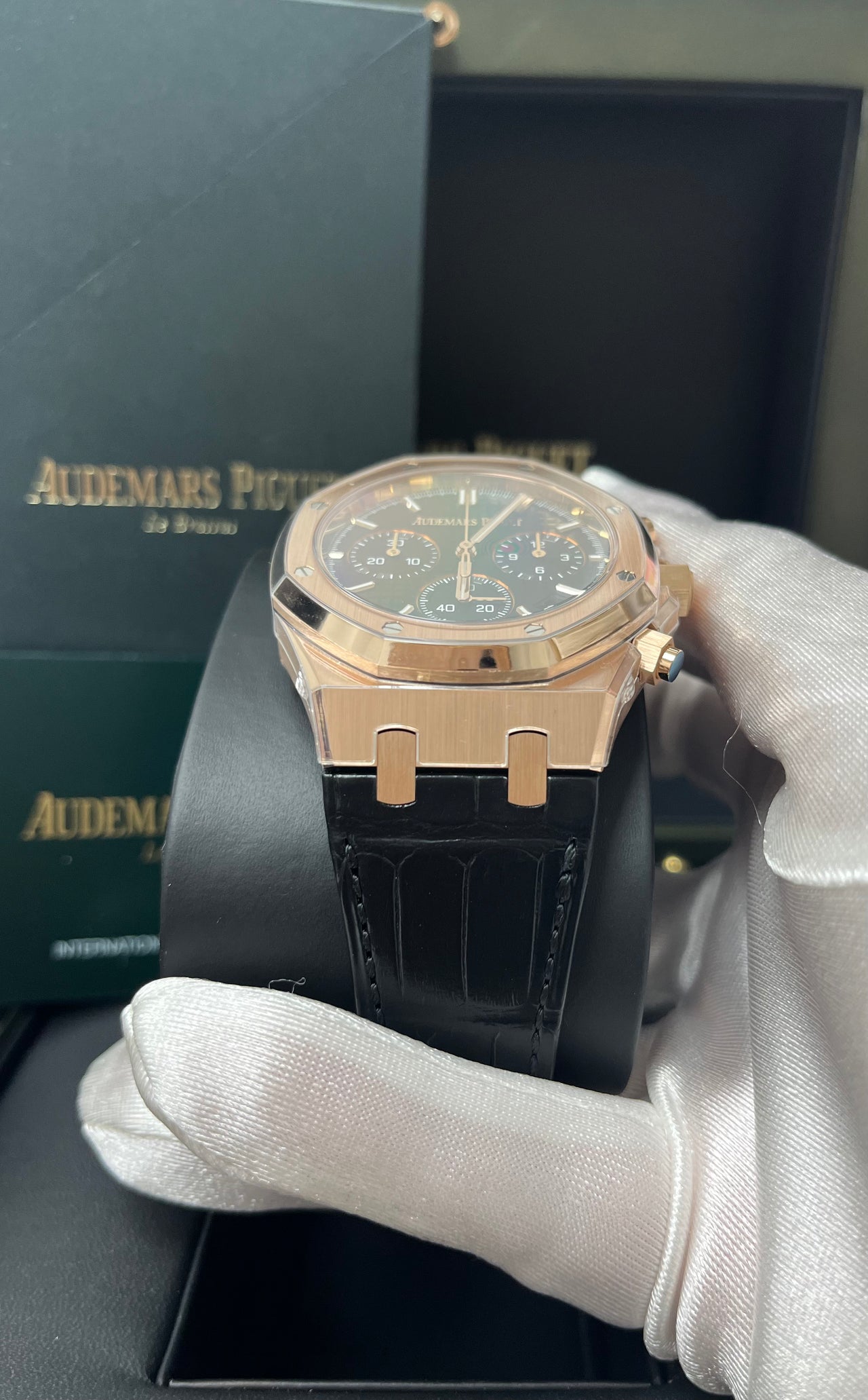 Audemars Piguet ROYAL OAK SELFWINDING CHRONOGRAPH “50TH ANNIVERSARY” Black Dial Black alligator strap 26240OR.OO.D002CR.01