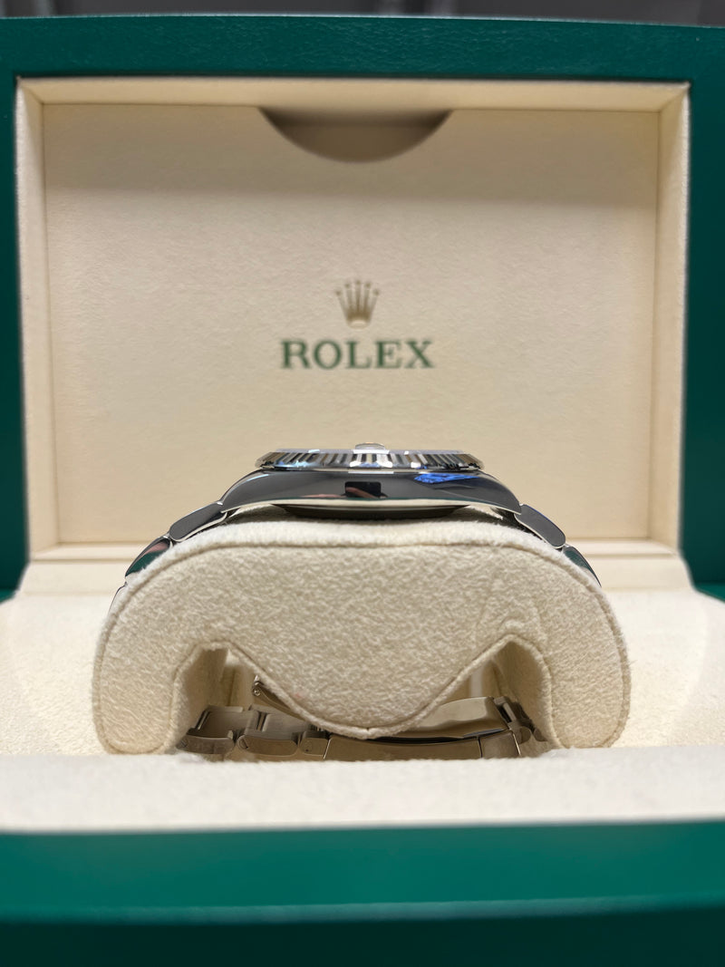Rolex Steel and White Gold Rolesor Datejust 41 Watch - Fluted Bezel - Black Diamond Dial - Oyster Bracelet 126334