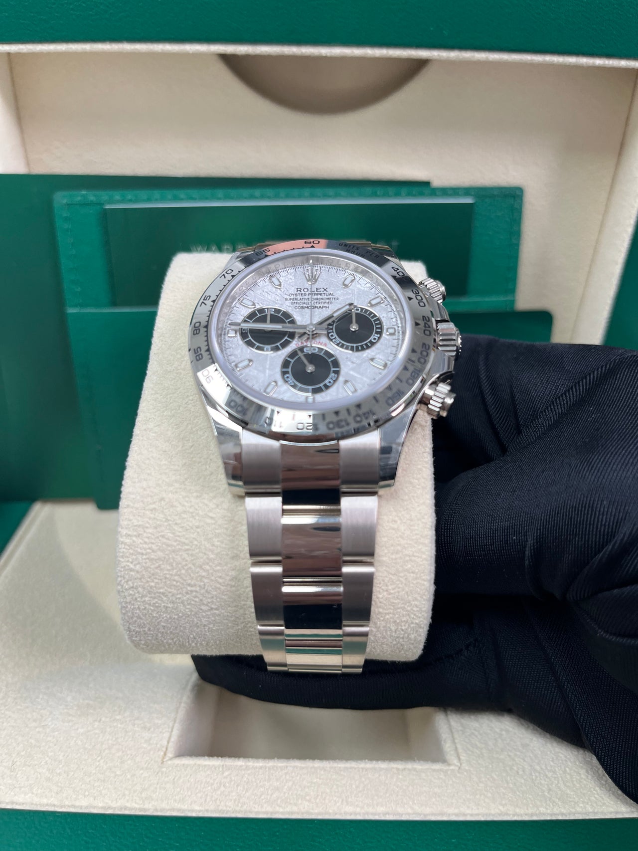 Rolex Daytona White Gold Daytona 40mm Meteorite Dial Steel and Black Oyster (Reference # 116509)