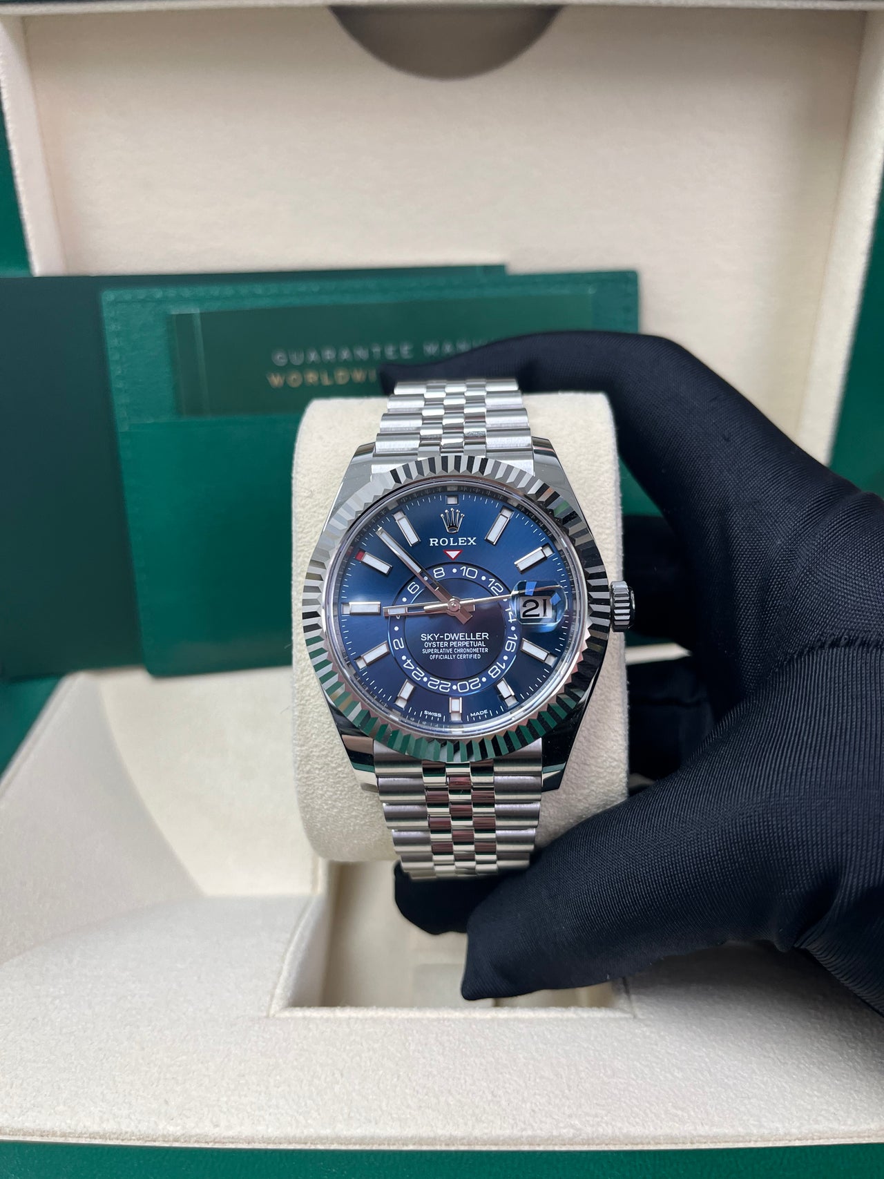 Rolex Sky-Dweller White Rolesor - Blue Index Dial - Jubilee Bracelet (Ref# 326934)