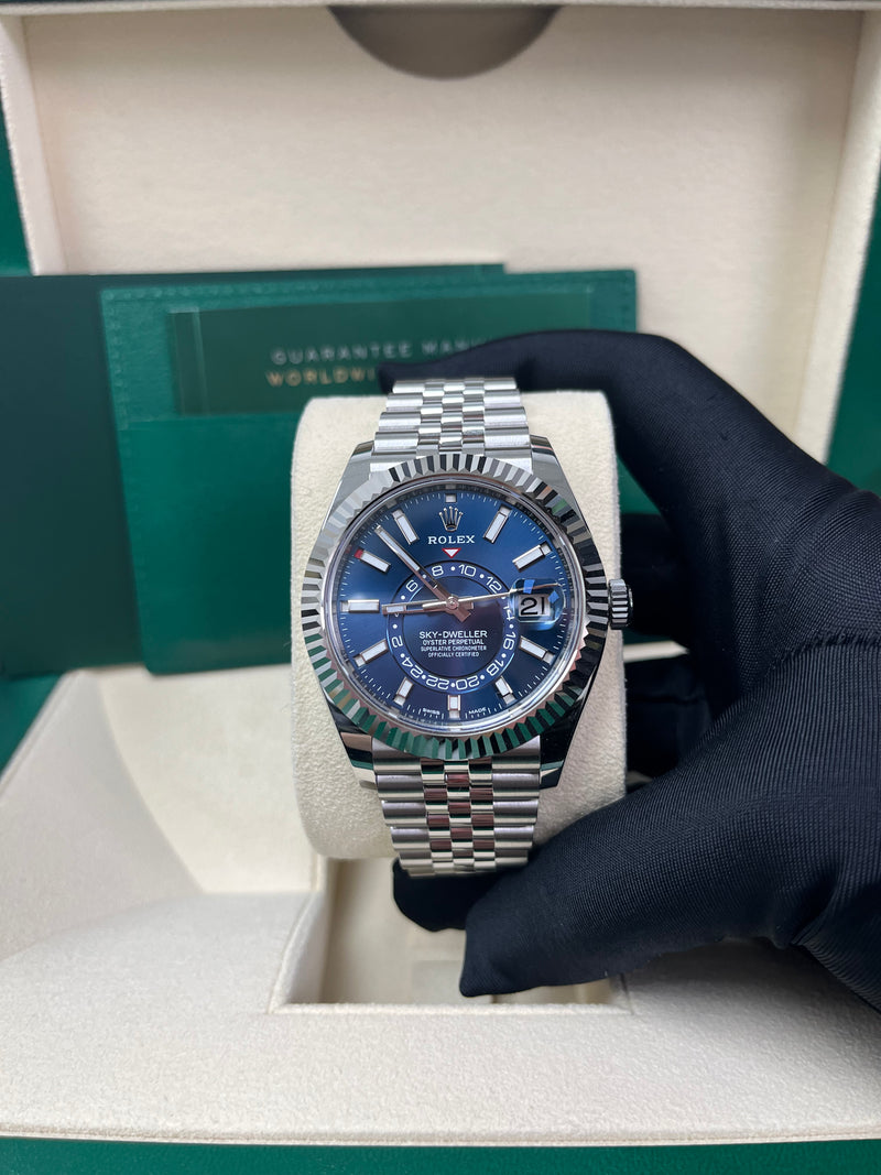 Rolex Sky Dweller White Rolesor 42mm Blue Dial Steel Bracelet