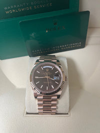 Thumbnail for Rolex Day-date 40  Fluted Bezel Chocolate Diagonal Motif Index Dial President Bracelet (Ref # 228235)