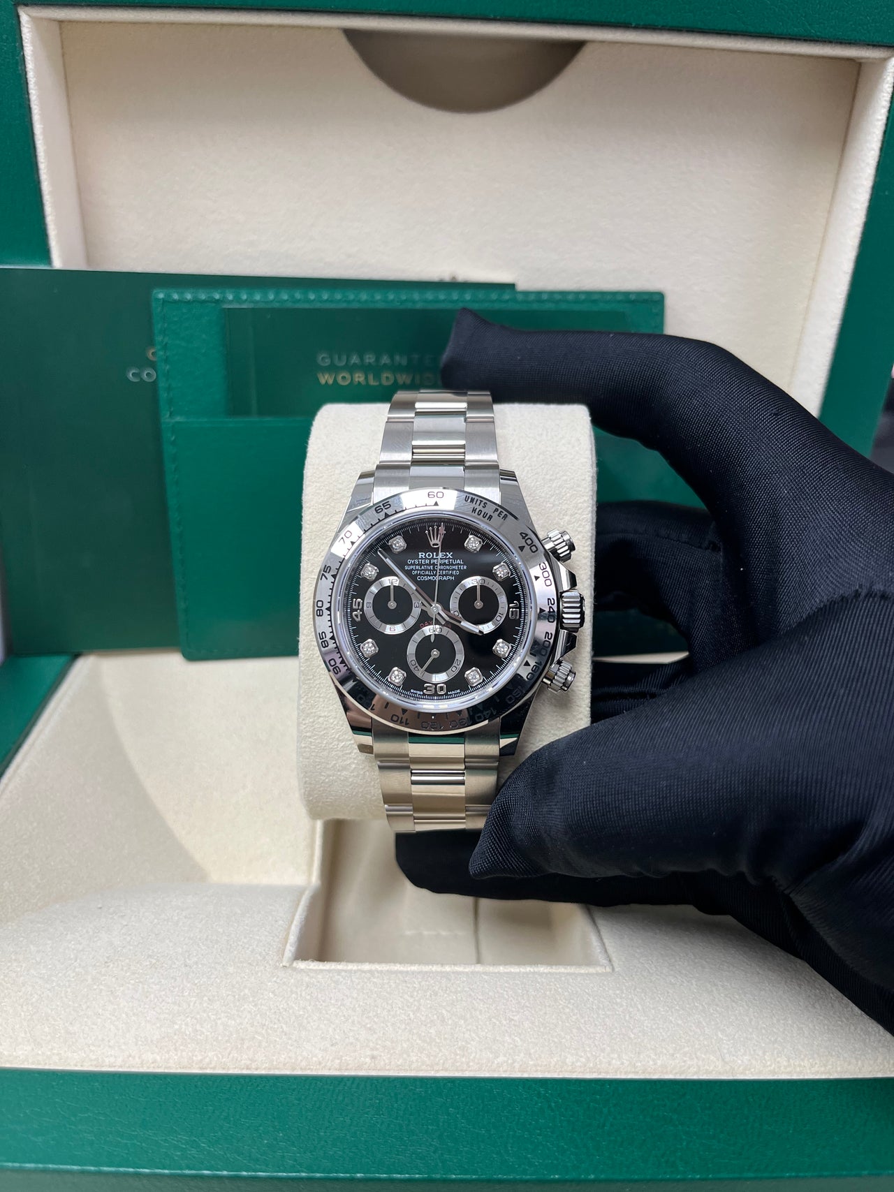 Rolex Daytona White Gold Black Diamond Dial Oyster Bracelet 40mm (Reference 116509)