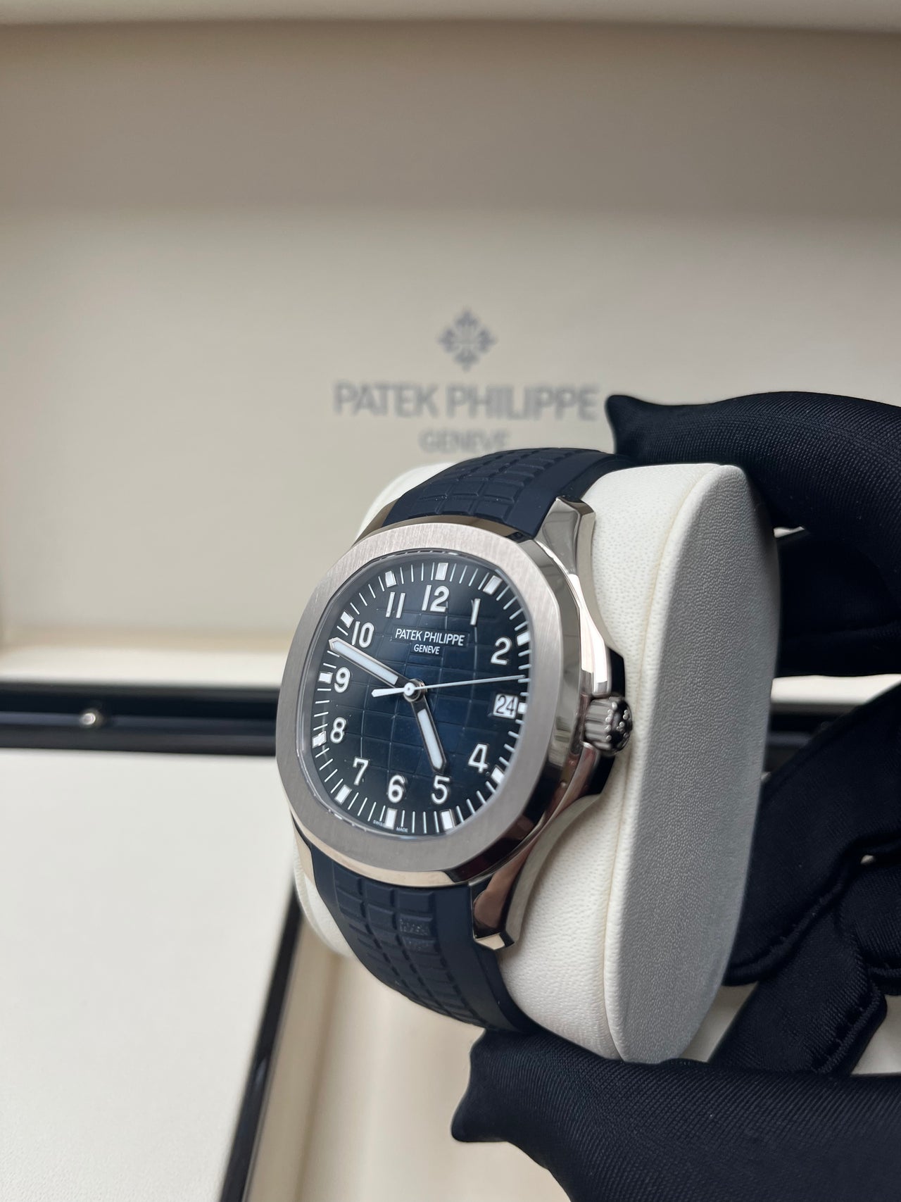 Patek Philippe Aquanaut White Gold/ Blue Embossed Dial (Ref#5168G-001)