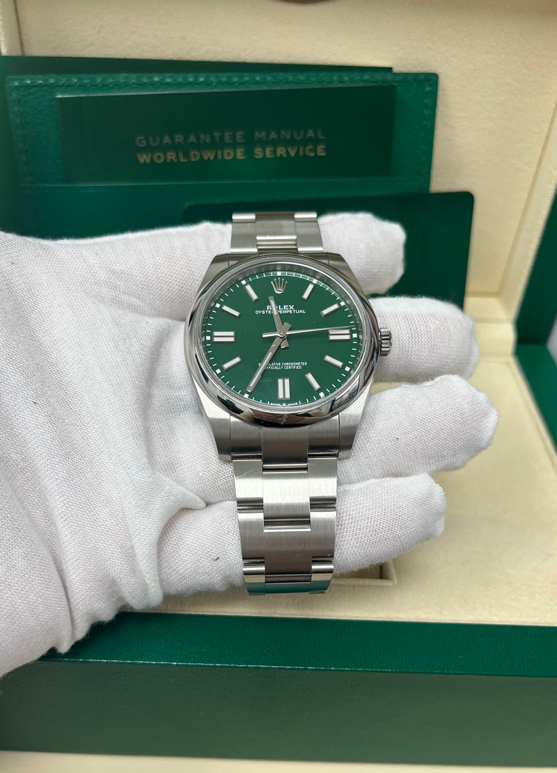 Rolex Oyster Perpetual 41 Stainless Steel Green Index Dial