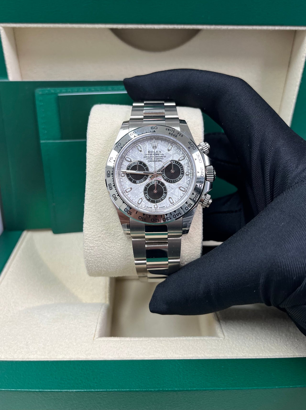 Rolex Daytona White Gold Daytona 40mm Meteorite Dial Steel and Black Oyster (Reference # 116509)