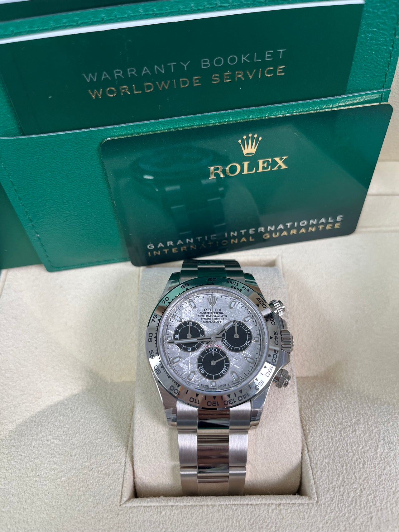 Rolex Daytona White Gold Daytona 40mm Meteorite Dial Steel and Black Oyster (Reference # 116509)