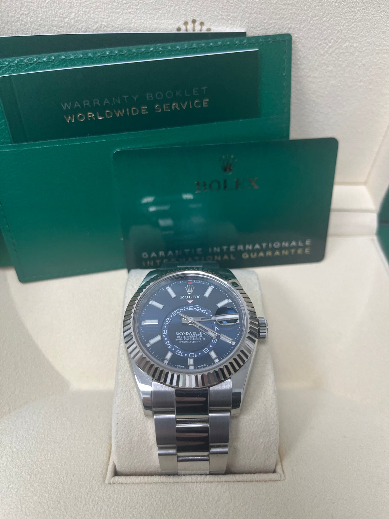 Rolex Sky-Dweller White Rolesor - Blue Index Dial - Oyster Bracelet (Ref# 326934)