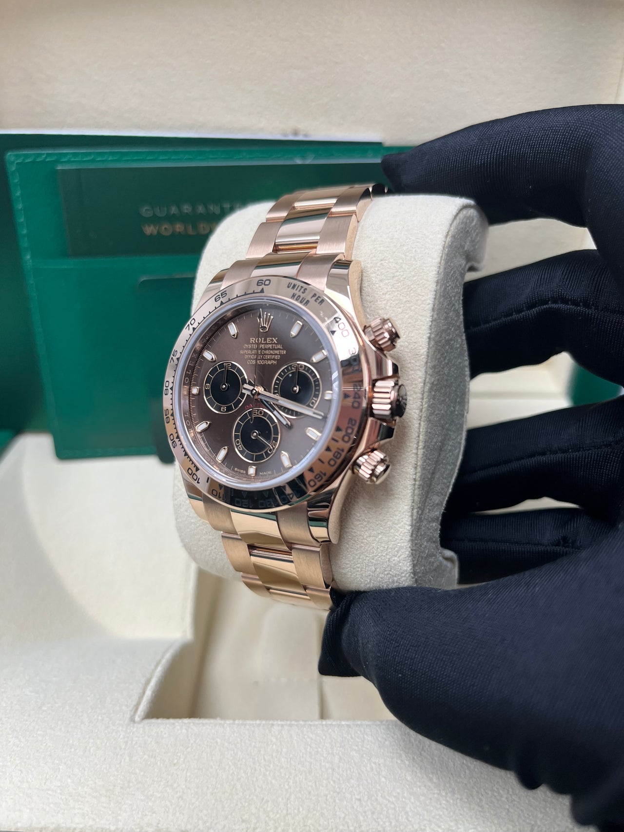 Rolex Everose Gold Cosmograph Daytona 40 Watch - Chocolate and Black Index Dial (Ref # 116505 )