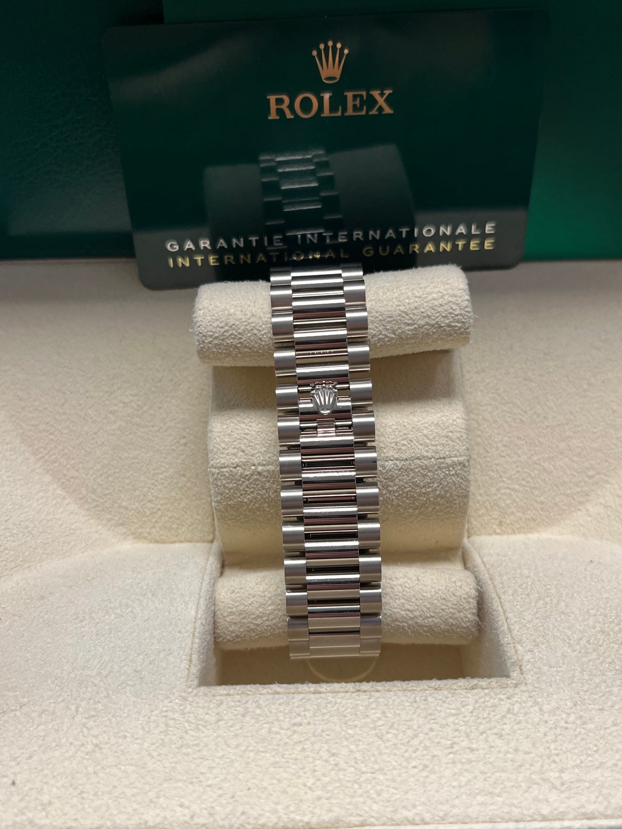 Rolex White Gold Day-Date 36 Watch - Fluted Bezel - Blue Ombre´ Diamond Dial - President Bracelet (Ref # 128239)