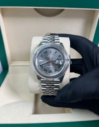 Thumbnail for Rolex Datejust 41/ Two-Tone 18k White Gold & Steel/ Grey Slate Wimbledon Green Dial/ Fluted Bezel/ Jubilee Bracelet (Ref# 126334)