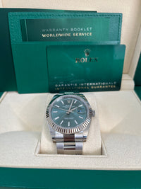 Thumbnail for Rolex Datejust Oyster 41 mm Oystersteel Mint Green Dial Fluted Bezel Oyster Bracelet (Reference # 126334)