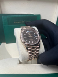 Thumbnail for Rolex Day-date 40  Fluted Bezel Chocolate Diagonal Motif Index Dial President Bracelet (Ref # 228235)