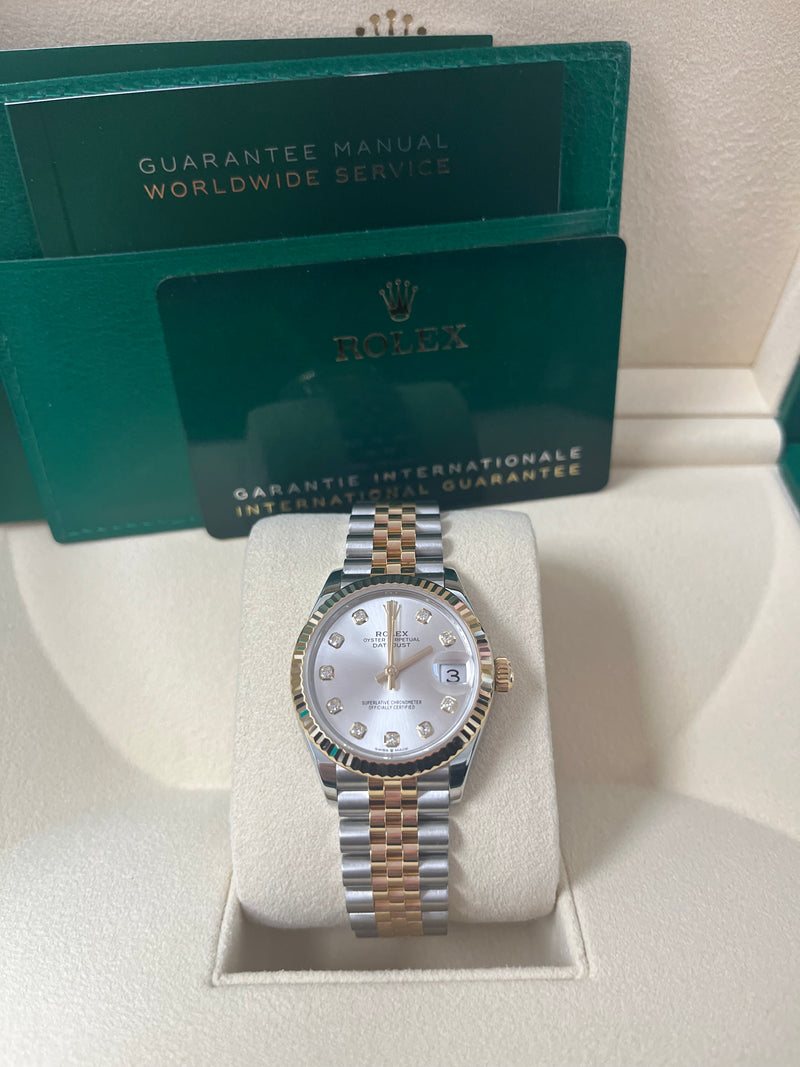 Rolex Datejust 31 Steel and Yellow Gold Datejust 31mm - Fluted Bezel - Silver Diamond Dial - Jubilee 278273