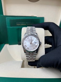 Thumbnail for Rolex Datejust 36 Steel Datejust 36mm Fluted Bezel Silver Diamond Roman VI and IX Dial Jubilee 126234