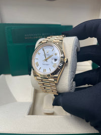 Thumbnail for Rolex Day-Date 40 Yellow Gold White Roman Dial Fluted Bezel (Ref# 228238)