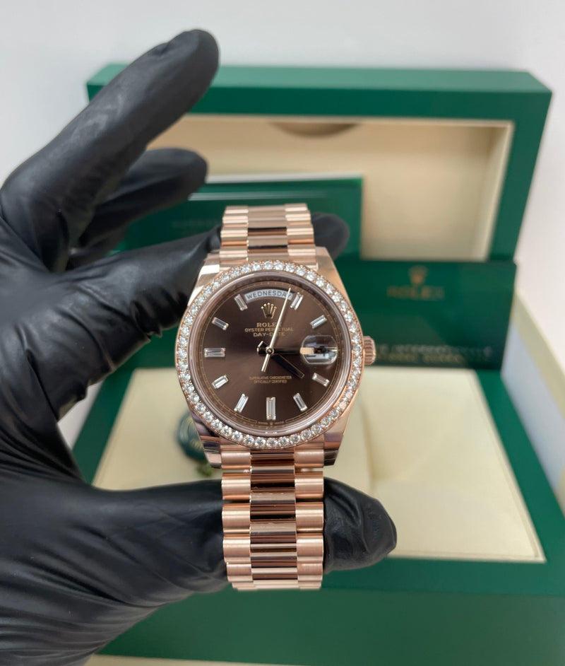 Rolex Day-Date 40 Everose Gold - Diamond Bezel Watches
