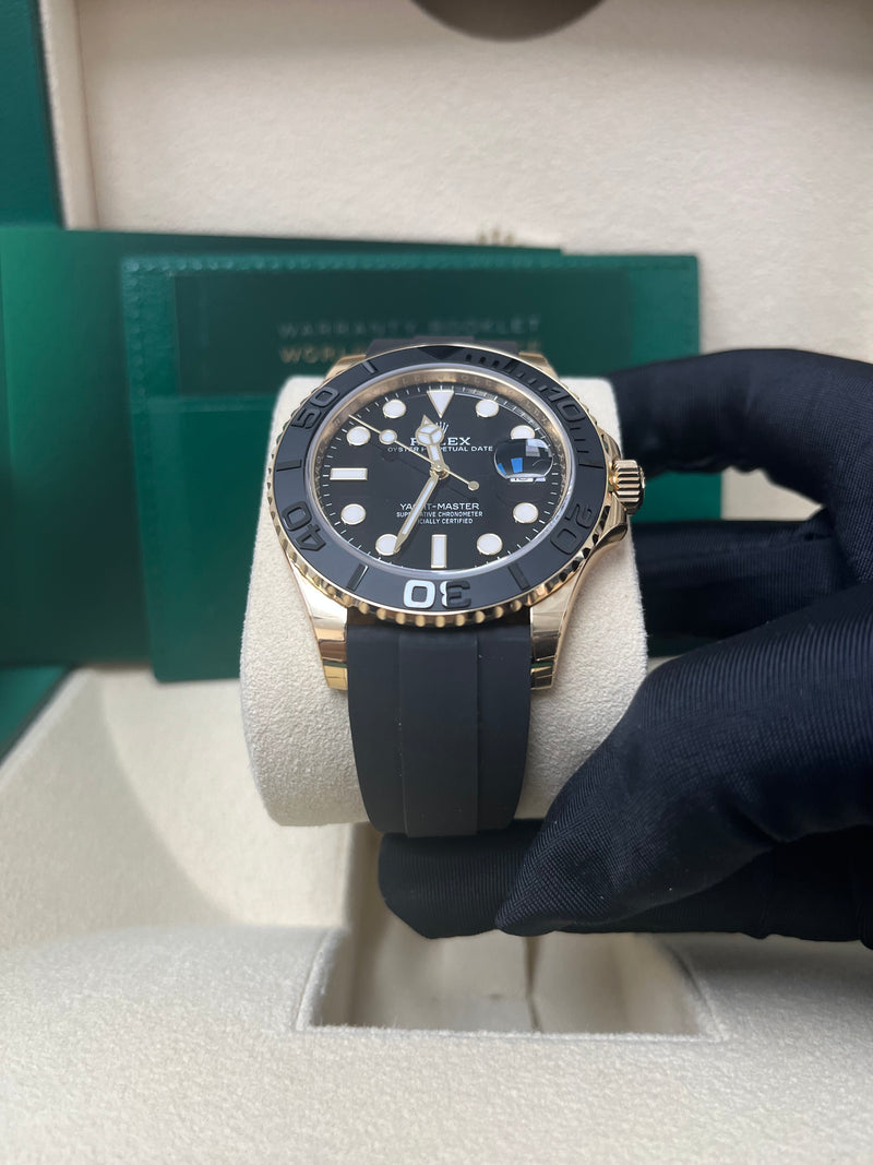 Rolex White Gold Yacht-Master 42 Watch - Black Dial - Oysterflex Strap (Ref #226659)