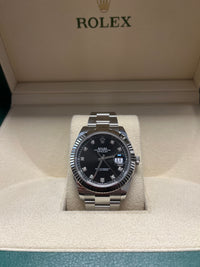 Thumbnail for Rolex Steel and White Gold Rolesor Datejust 41 Watch - Fluted Bezel - Black Diamond Dial - Oyster Bracelet 126334