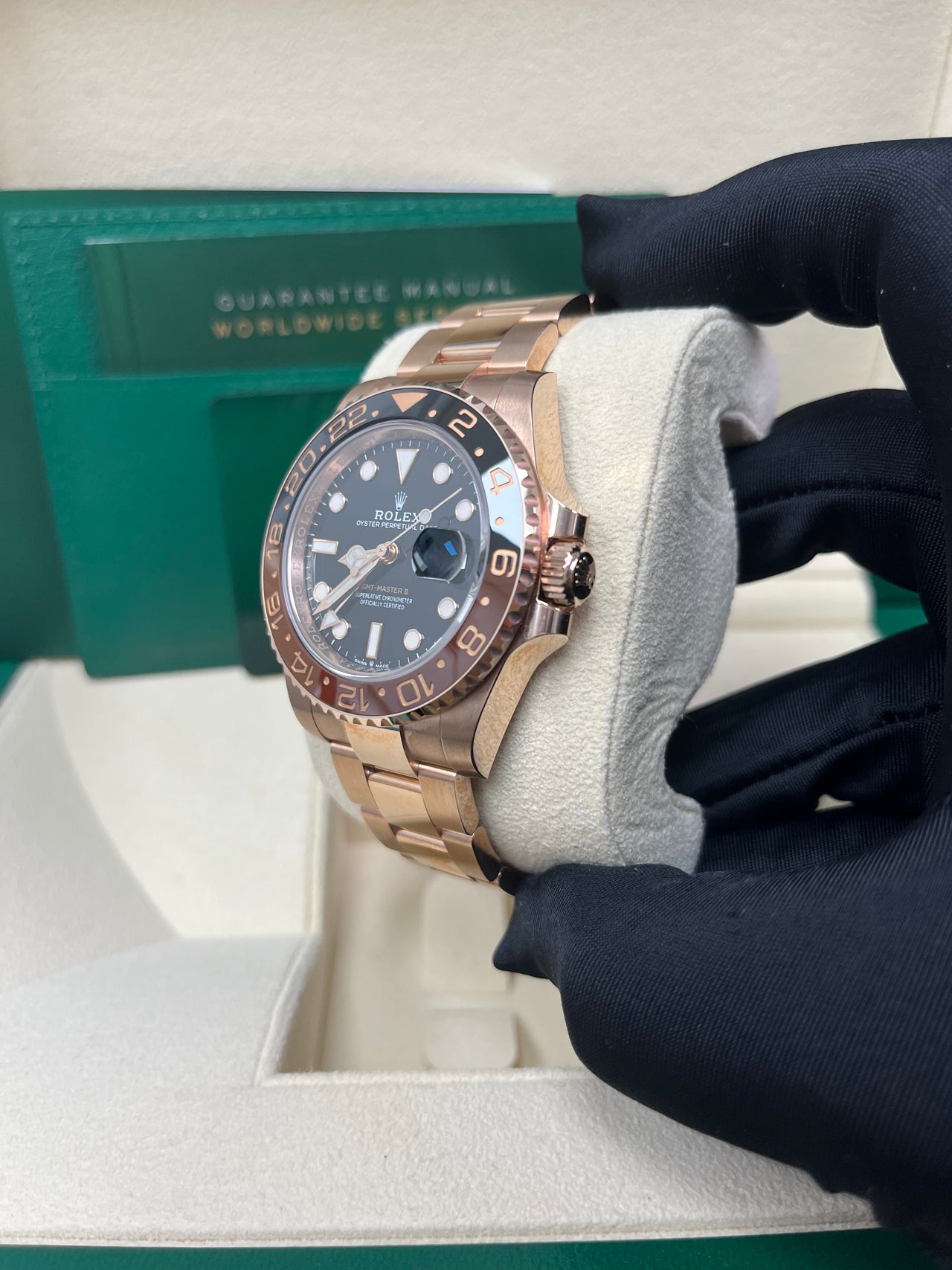 Rolex GMT-Master II 18K Everose Rose Gold - "The Rootbeer" - Black and Brown Bezel - Oyster Bracelet (Ref# 126715CHNR)