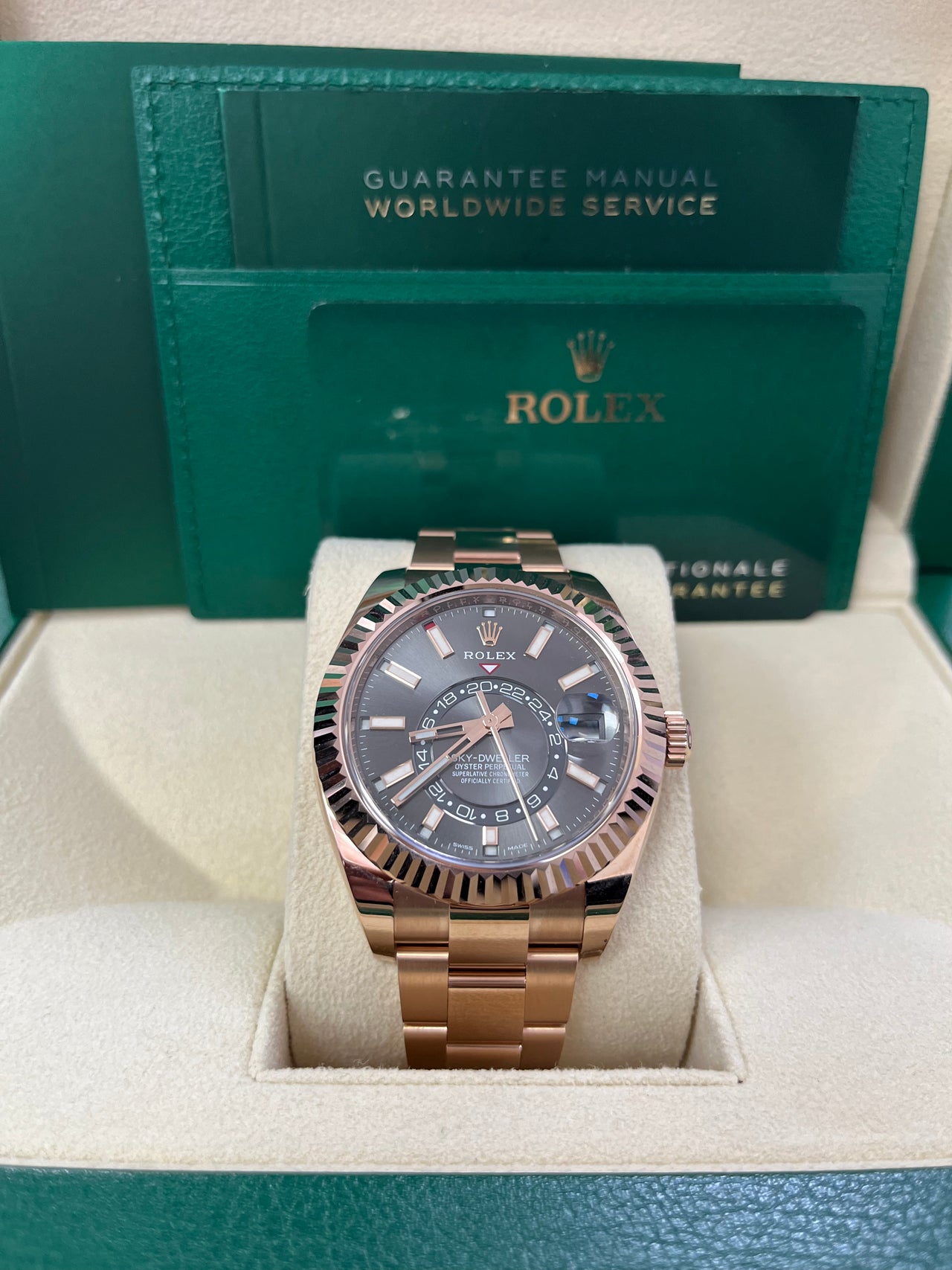 Rolex Sky-Dweller Rose Gold - Dark Rhodium Index Dial - Oyster Bracelet (Ref# 326935)