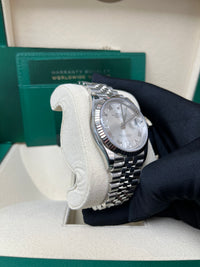 Thumbnail for Rolex Datejust 36 Steel Datejust 36mm Fluted Bezel Silver Diamond Roman VI and IX Dial Jubilee 126234